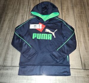 NWT Puma Dark Blue Hoodie with Bright Green Highlights